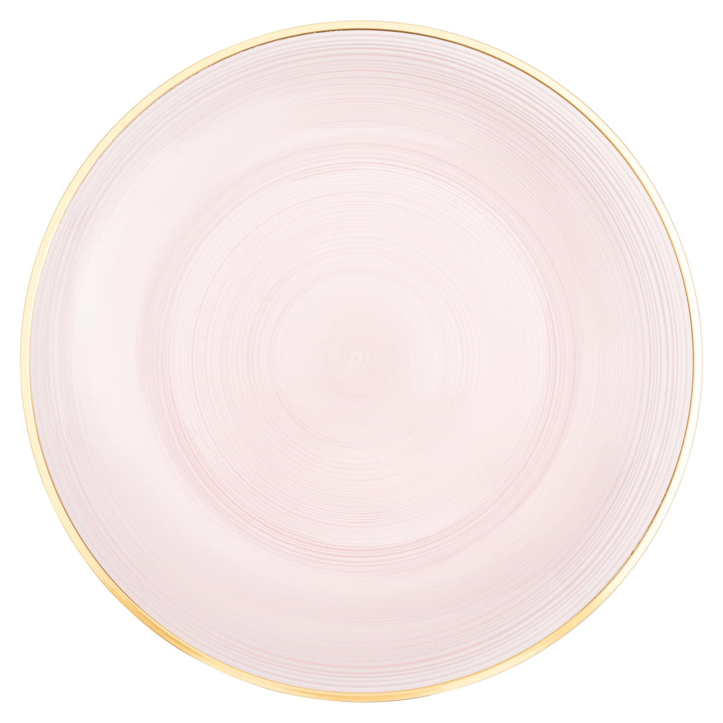 PLASTICPRO 32 Pieces Crystal Design Plastic Plates Combo Pack 7 inch and 10 inch Gold Rim Elegant Disposable Plates, Transparent Pink