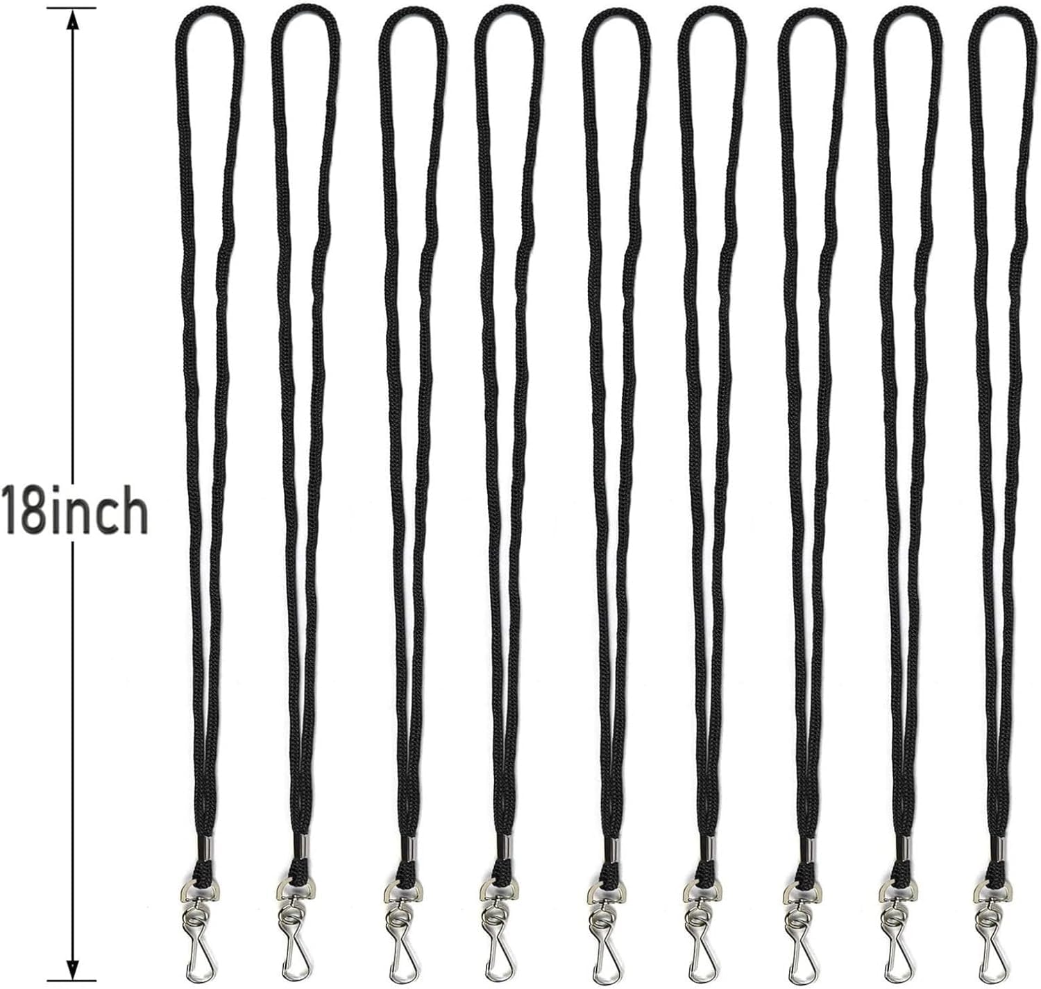 100 Pack Badge Lanyards, for ID Badges, Black Lanyards Badge Holder Card Lanyards with Swivel Hook (Black)