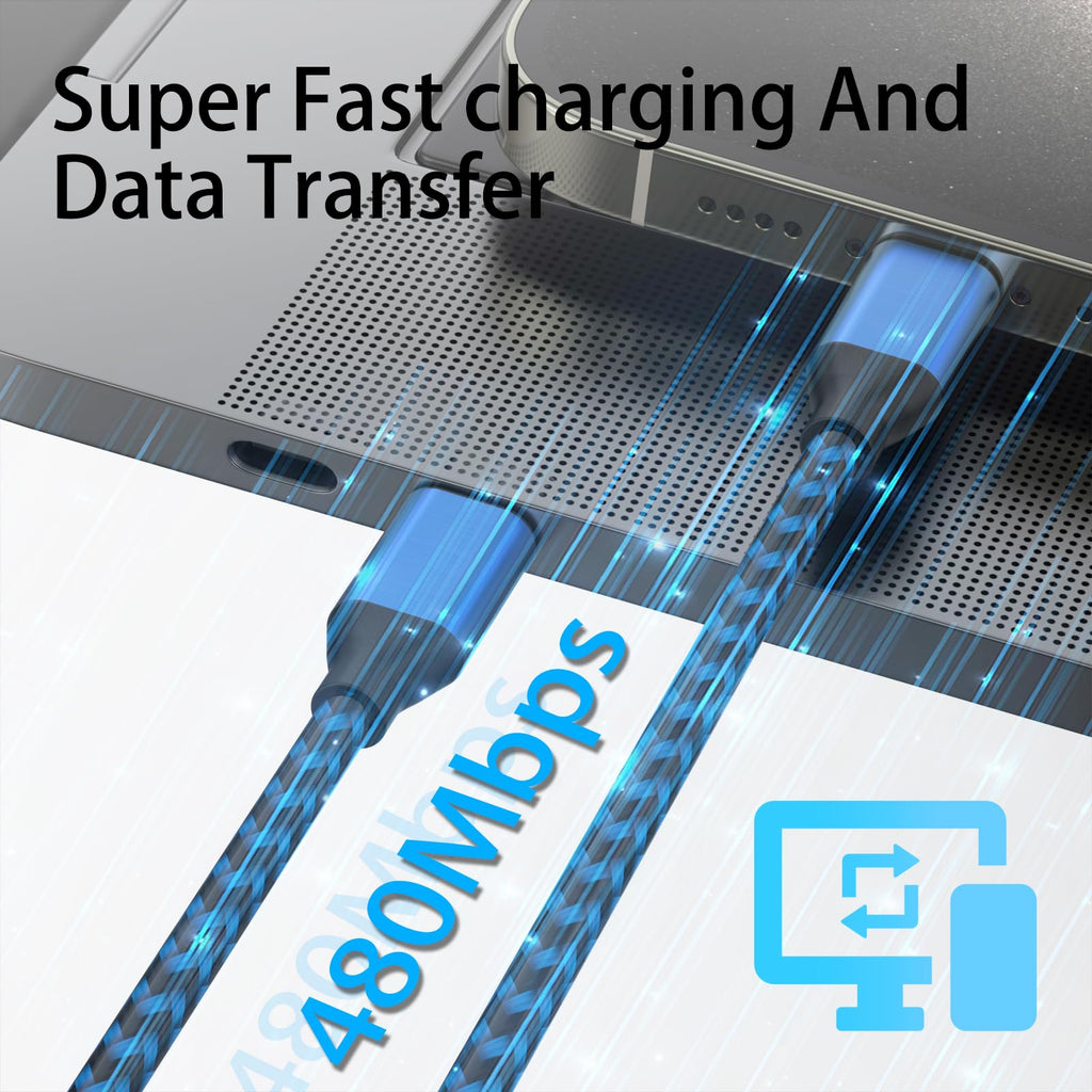 USB C to USB C Cable Nylon Braided 60W 3/3/6/6/10 FT USB Type C Fast Charging Cable for iPhone 17/17 Pro Max/Air/16/16 Plus/16 Pro Max/15/15 Plus, Mac-Book, iPad, Samsung S25/S24/23