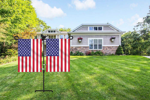 2-Flag Garden Flag Stand with Bird, Small Garden Flagpole Stand with Anti-Wind Clip