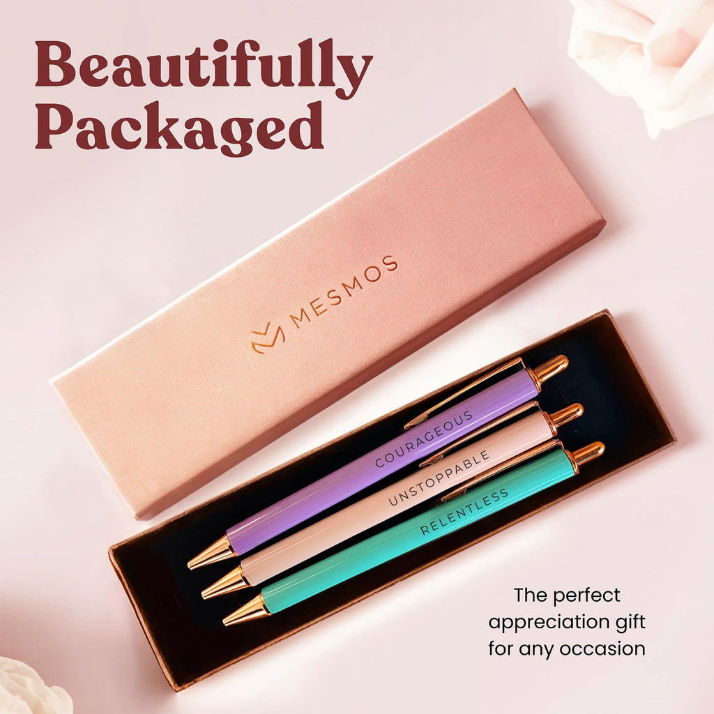 MESMOS Fancy Pen Set, Inspirational Gifts for Women, Motivational Gifts, Office Motivational Boss Lady Writing Nice Unique Click Pens, Server Promotion Pretty Pens
