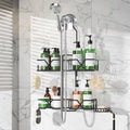 Upgraded Hanging Shower Caddy for Handheld Shower Heads,Adjustable Height Extra Long Bathroom Shower Organizer Hanger Rack with Hooks,Soap Holder