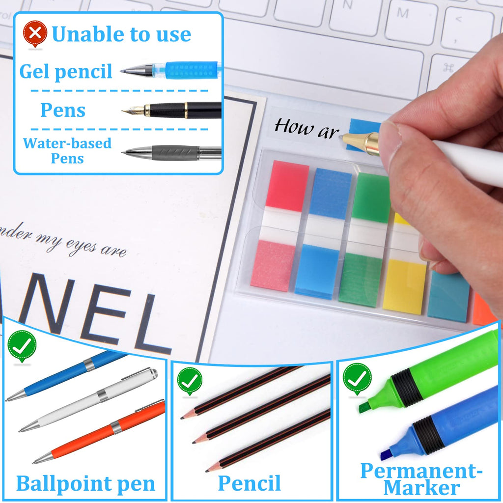 Sticky Tabs,moinkerin 1800 Pieces Transparent Sticky Notes Book Tabs PET Multicolor for Bookmarks,Studying,Office,School Planner Memo