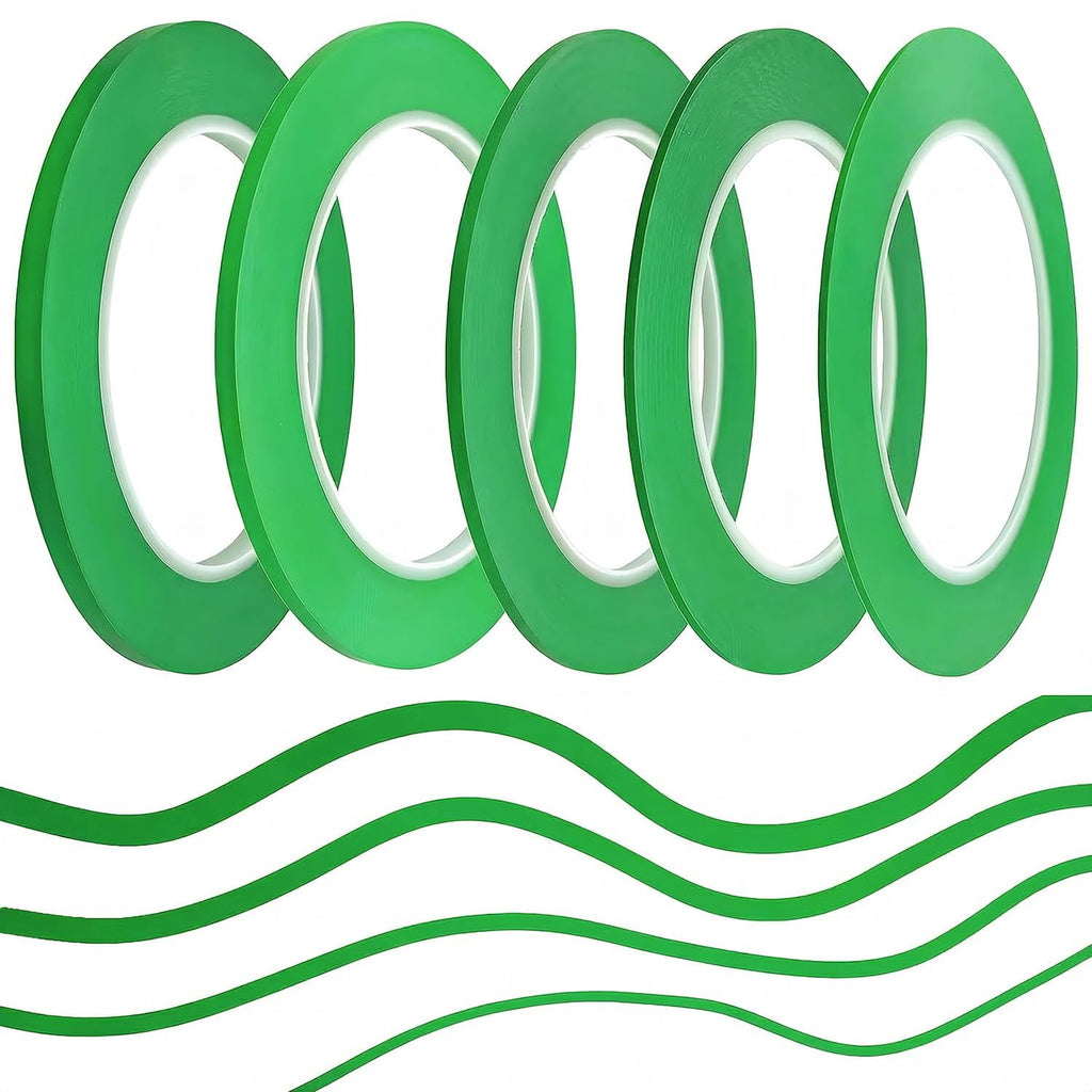 Mix 6Rolls High-Temp Vinyl Fine Line Masking Tape Automotive Paint for Curves Green 1.5mm 2mm 2.5mm 3mm 4mm 5mm