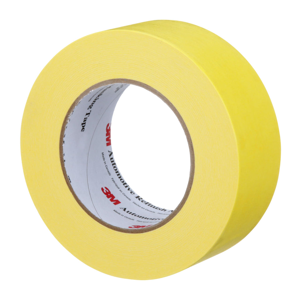 3M Automotive Refinish Masking Tape, 06656, 12.2 in x 180 ft (48 mm x 55 m), 1 Pack, Yellow