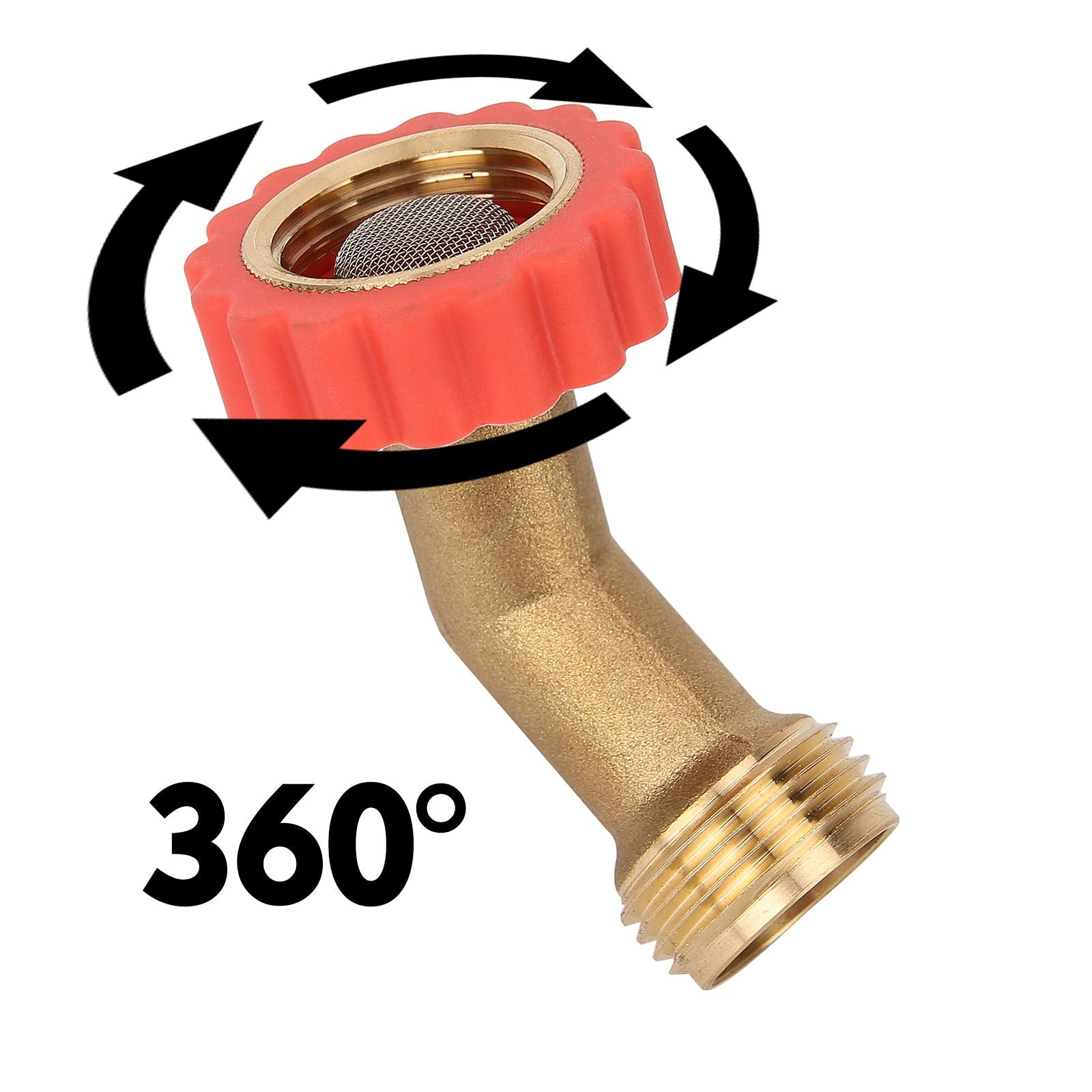 Solimeta 45-Degree Hose Elbow for RVs, Lead-Free Hose Protector with Water Filter, Garden Hose Adapter, 2 Pack