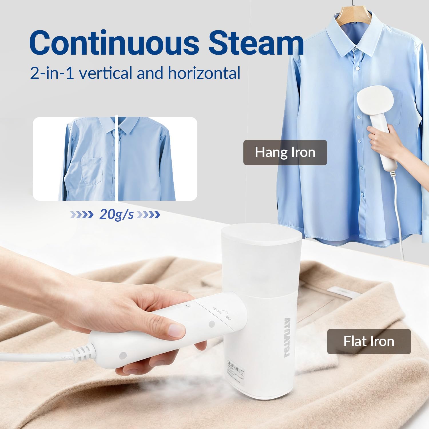 Letanta 2026 Foldable Clothes Steamer, 800W Portable Handheld Garment Steamer for Clothes, 25s Fast Heat-Up, Travel Steam Iron with 150ml Water Tank and Fabric Brush, Ideal for Home, Office & Travel