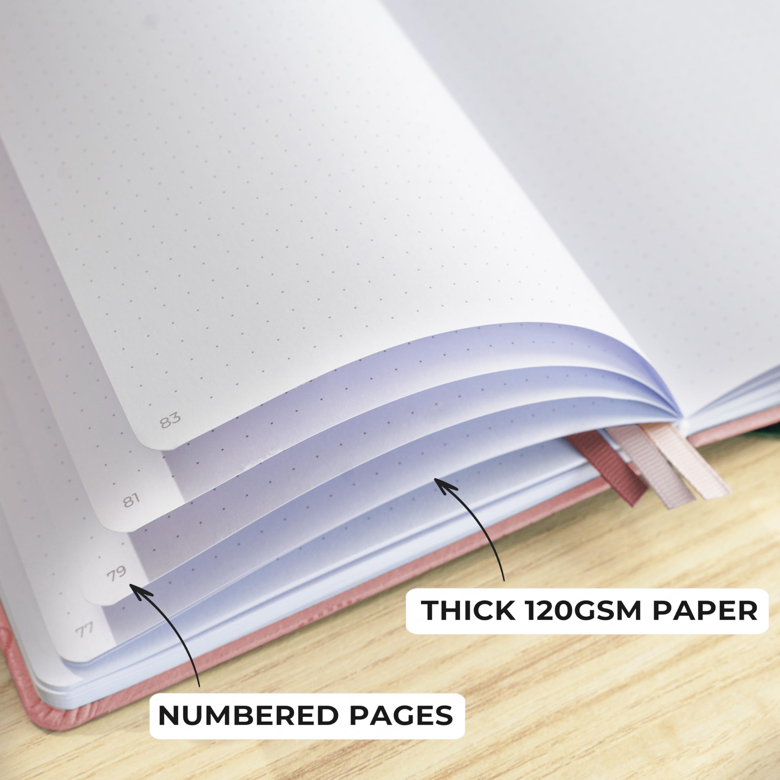 Clever Fox Dotted Journal 2.0 – Compact Planning and Sketching Dot Grid Notebook 120 GSM Thick, No-Bleed Paper – Planner with Pen Loop, Pocket, Ribbons, Stickers – A5 – Rose Gold