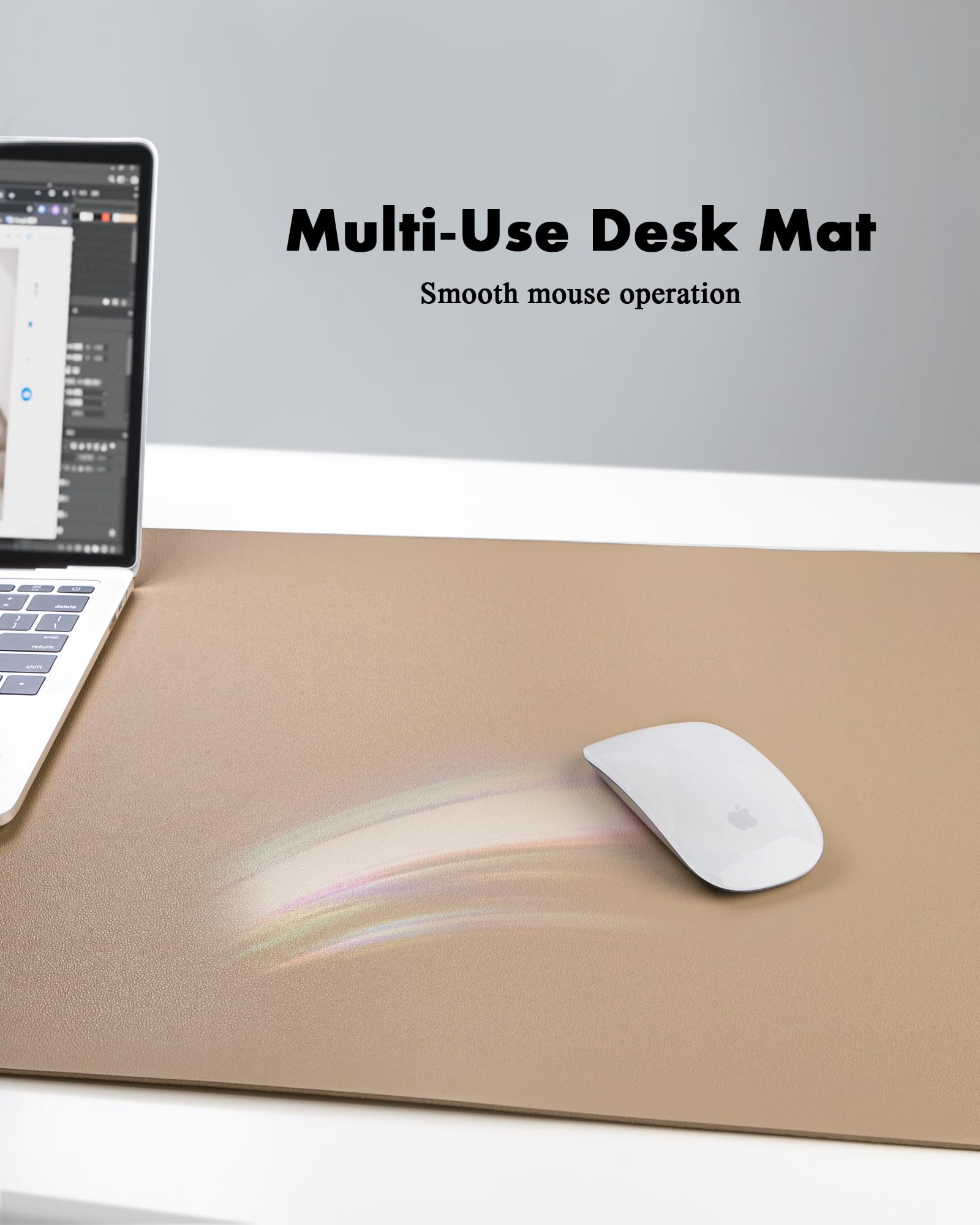 YSAGi Double-Sided Desk Pad, 31.5"x15.7"Leather Desk Mat, Eco Cork Desk Pad Protector,Large Mouse Pad,Waterproof Desk Blotter for Office/Home(Apricot)