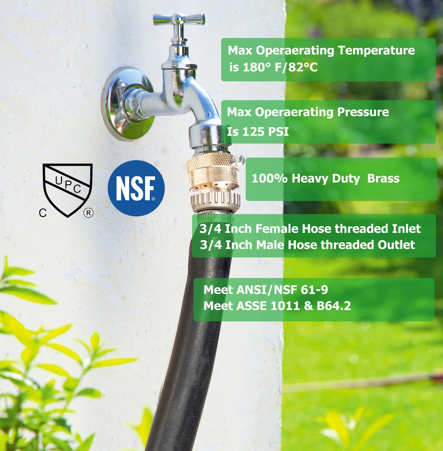 WHK Hose Bib Backflow Preventer Vacuum Breaker,Garden Hose Check Valve to Connect 3/4 Inch Outdoor Faucet Spigot,Sprinkler,RV,Anti-Siphon,2 Packs