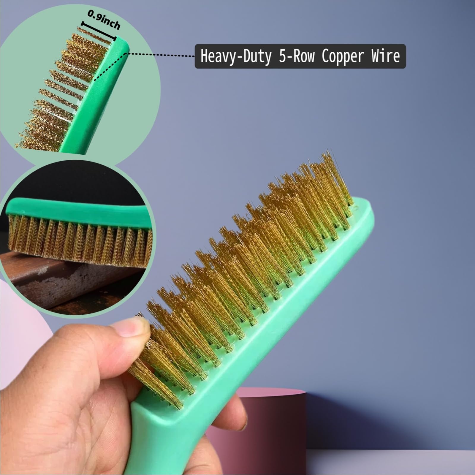 Heavy-Duty Hand Wire Brush 2-Pack, Industrial Carbon Steel Wire Brushes for Rust Removal, Weld Cleaning & Metal Surface Preparation