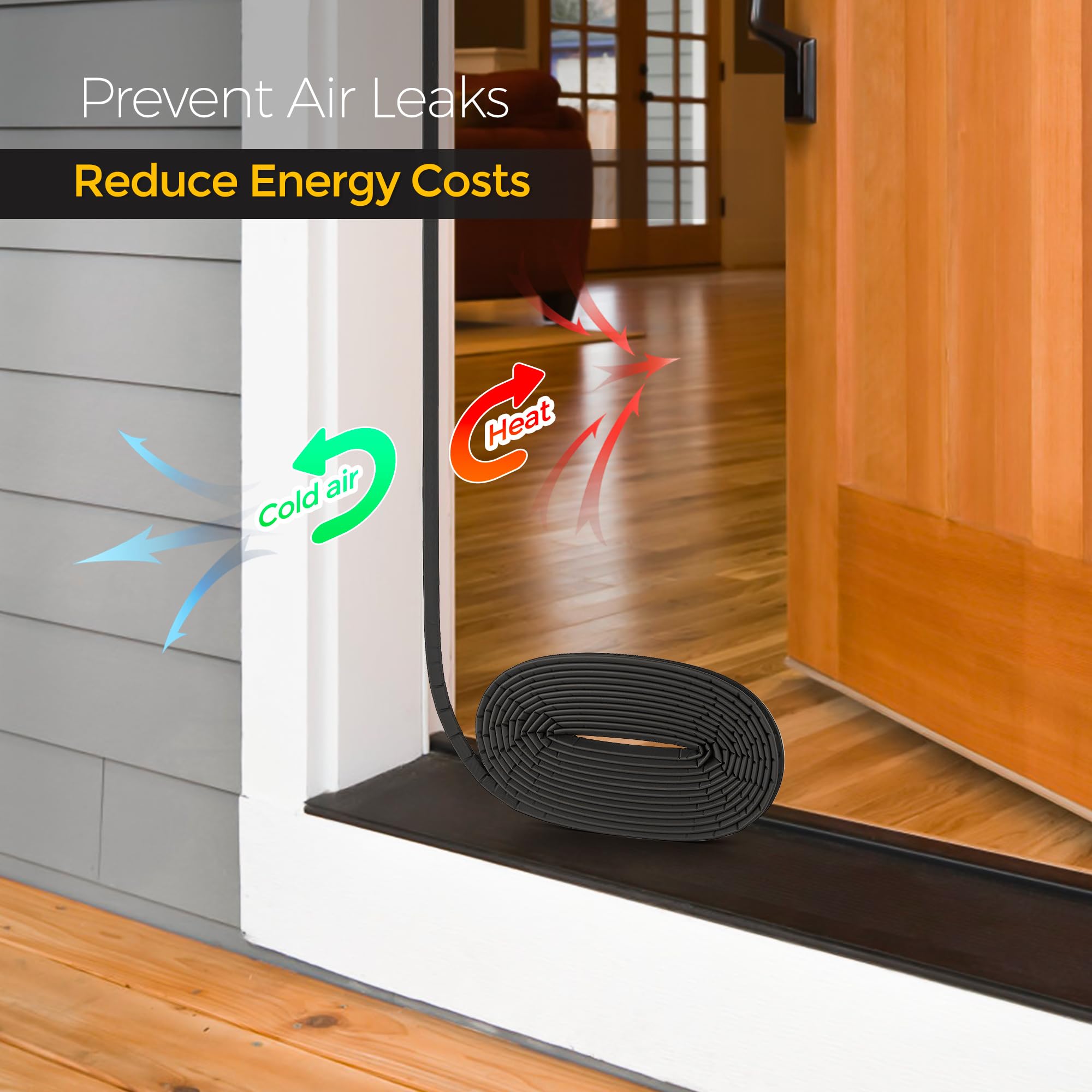 Weather Stripping Door Seal Strip Soundproof Q Foam Weather Stripping for Door Frame, Exterior Door Weather Stripping for Large Gap