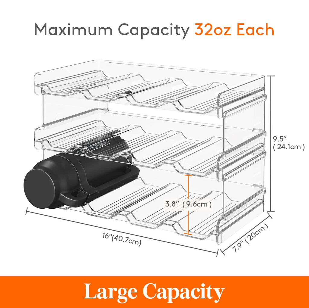 Lifewit Stackable Water Bottle Organizer for Cabinet, Pantry - Plastic Cup Holder, Kitchen Storage Accessories, Wine Racks for Kitchen Tabletop Storage, Cupboard, Office - 3 Pack, Hold 12 Bottles