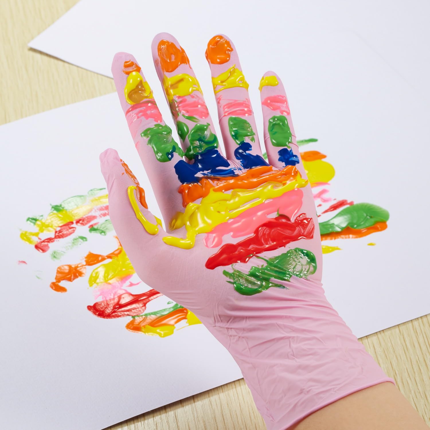 Kids Gloves Disposable, Nitrile Glove for 7-14 Years - Latex Free, Powder Free - for Crafting, Gardening, Cooking (Pink)