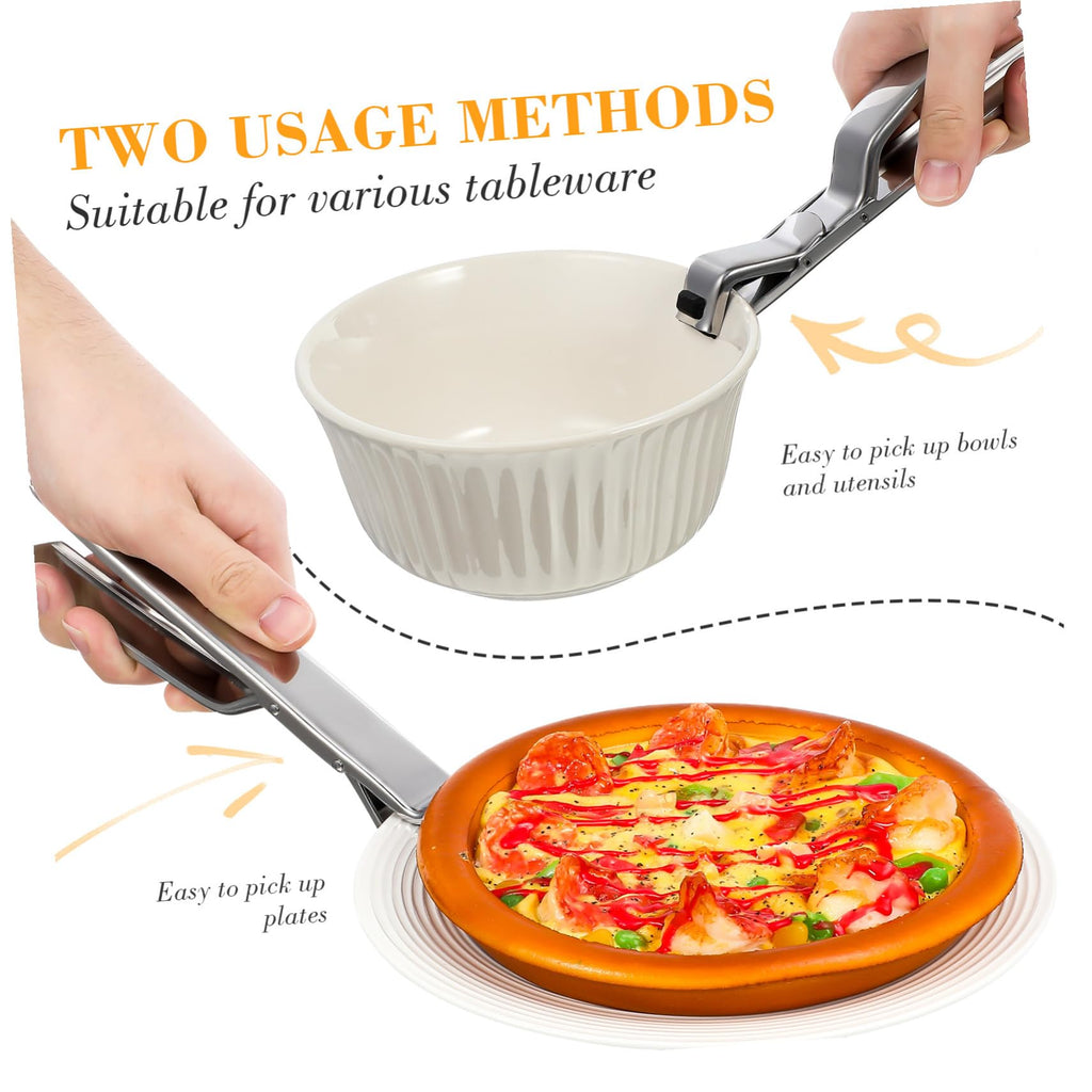 Angoily Anti-scalding Kitchen Plate Gripper Clip Stainless Steel Hot Bowl Holder with Abs Heat-Resistant