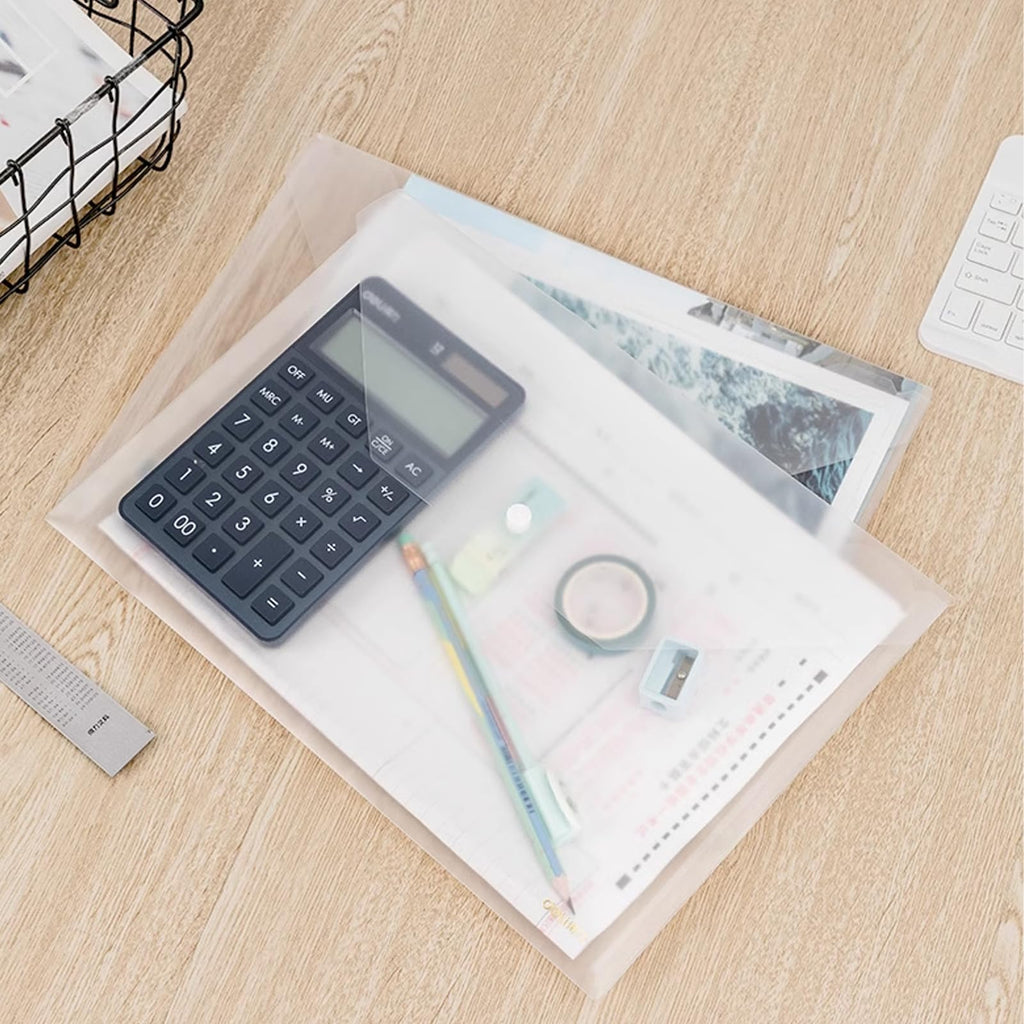 100 Pcs Clear Plastic File Folder,A4 Size Envelope Folder Poly Document with Snap Button Closure,Waterproof File Folders for School Home Office,11.5"x9.5"
