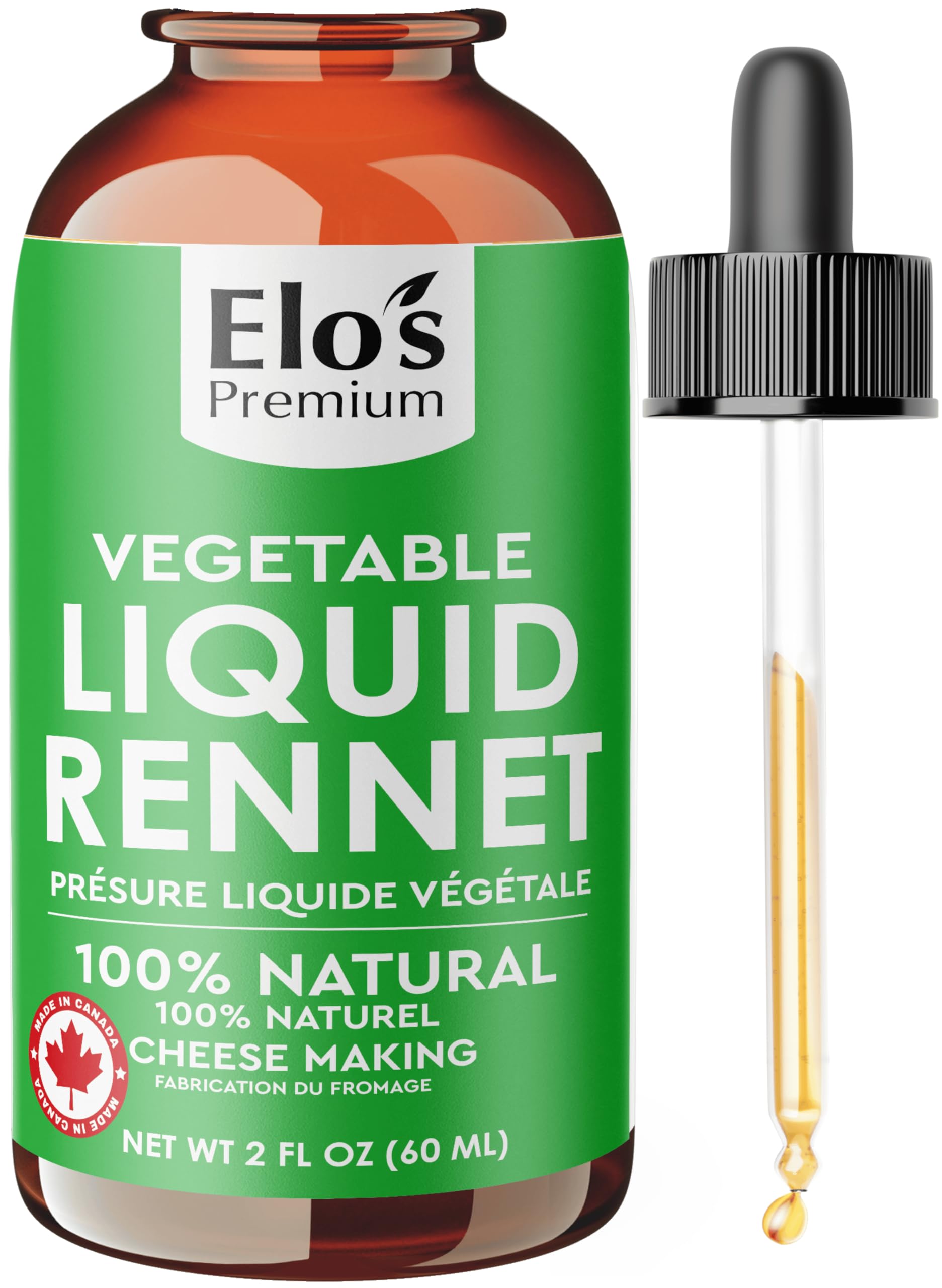 Vegetable Liquid Rennet 2 fl oz – 100% Natural and Non-GMO Coagulant for Cheese Making and Culinary Use BY ELO’S PREMIUM