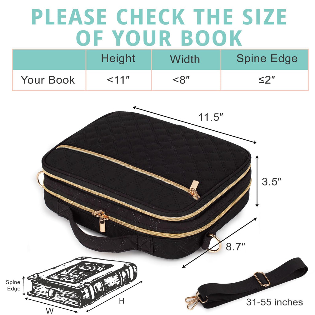 2 Layers Bible Cover for Women, Large Bible Case with Handles & Shoulder Strap, Carrying Bible Bag with Pocket