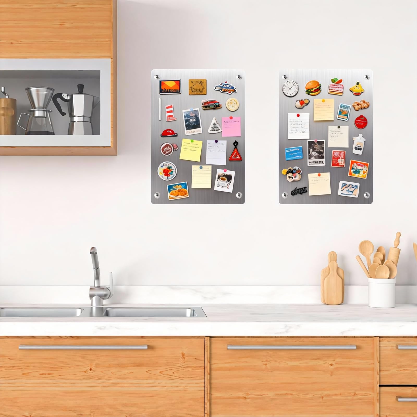 2Pack Magnetic Boards 12.6" x 8.6" Magnet Bulletin Board Magnet Display Suitable for Wall Cubicle Pre-Drilled with Screws