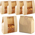 50 Pack Paper Bread Bags with Window Kraft Paper Bakery Bags Loaf Bread Bags for Homemade Bread Paper Bread Bags for Sourdough with Label Seal Stickers (11.8x8.2x3.5 inch)
