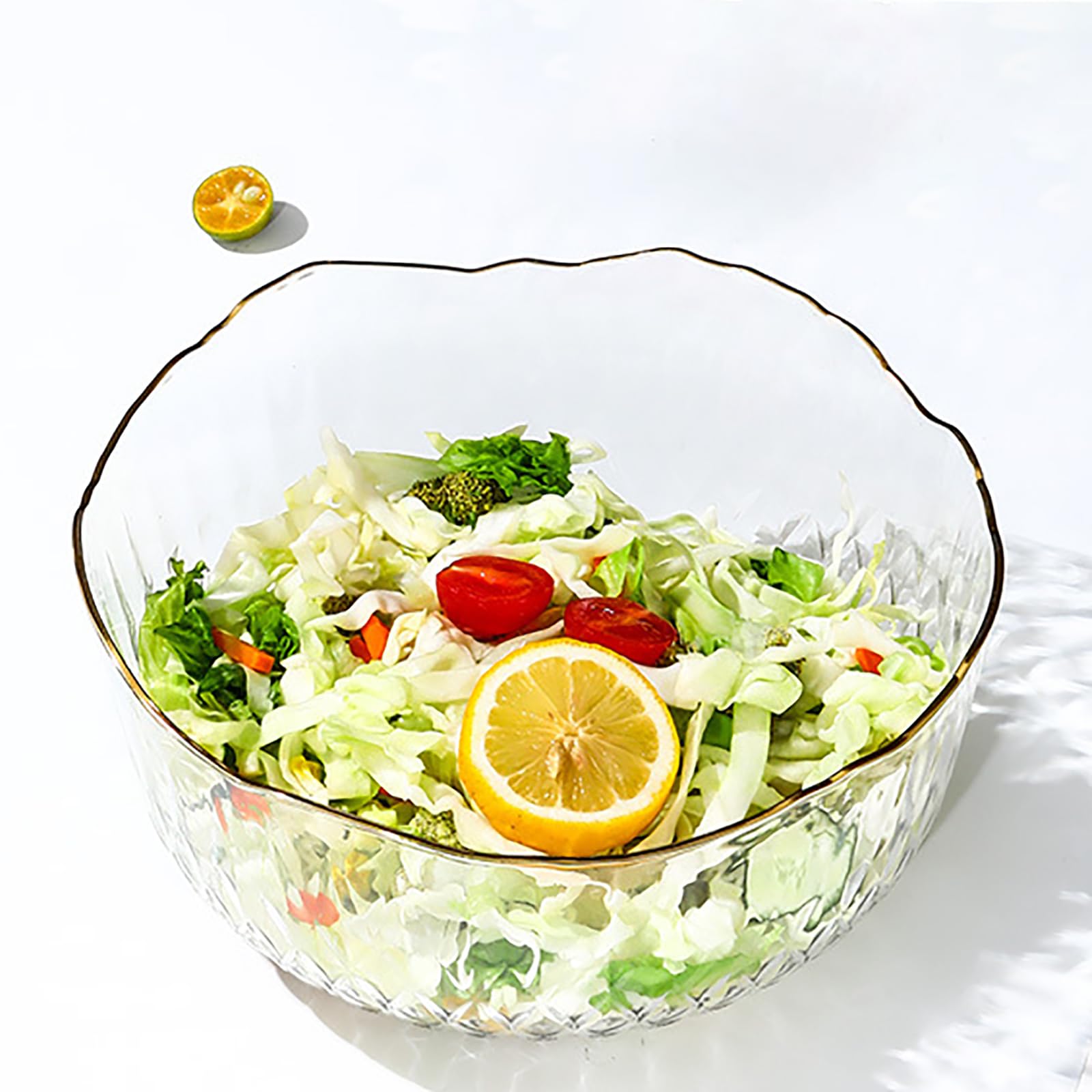 Frcctre 4 Pack Clear Plastic Serving Bowls, 70 Ounce Crystal Salad Mixing Bowl, 9 Inch Round Plastic Bowls Catering Bowls for Party, Salad, Fruit, Snack, Chip, Popcorn