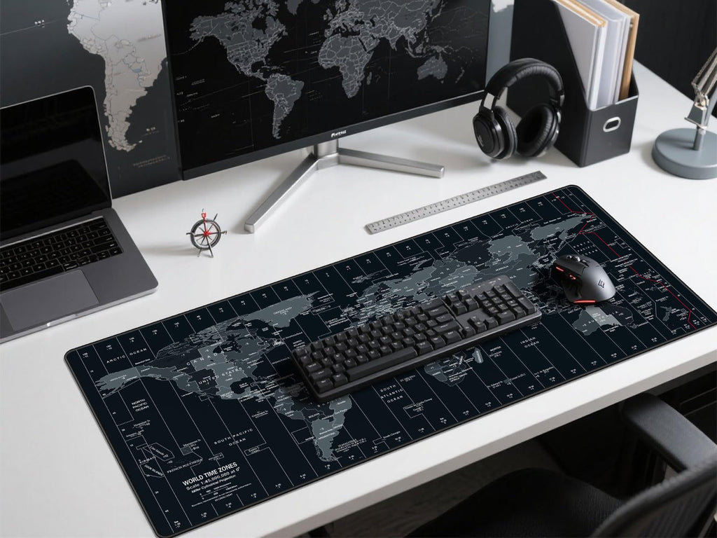 Anpollo Extended Speed Gaming Mouse Pad Large Size 35.4 x 15.7 inches Desk Mat Mousepad with Personalized Design - Black World Map