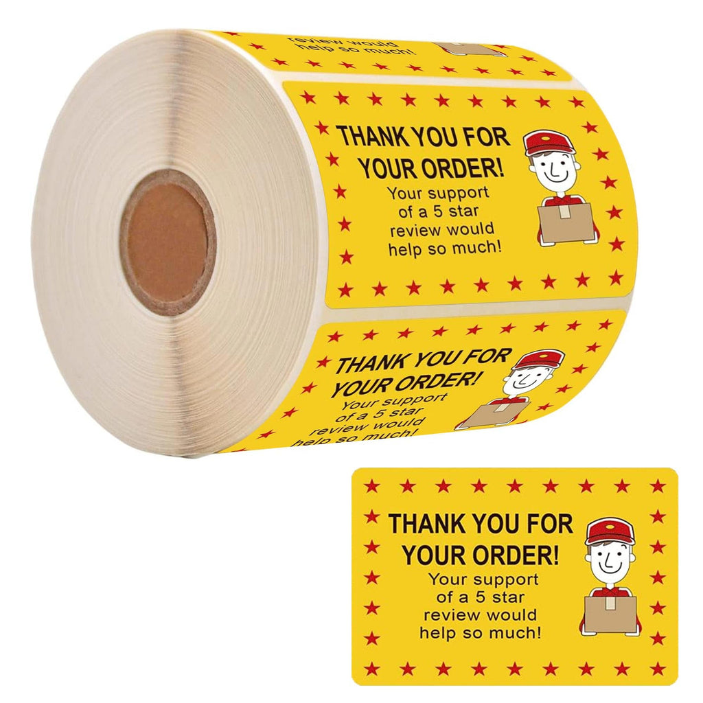 250 Pcs Star Review Delivery Labels Thank You for Your Order Stickers 2 x 3 Inch - Food Delivery Tamper Evident Sealed for Freshness Labels Stickers for Food Package Takeout