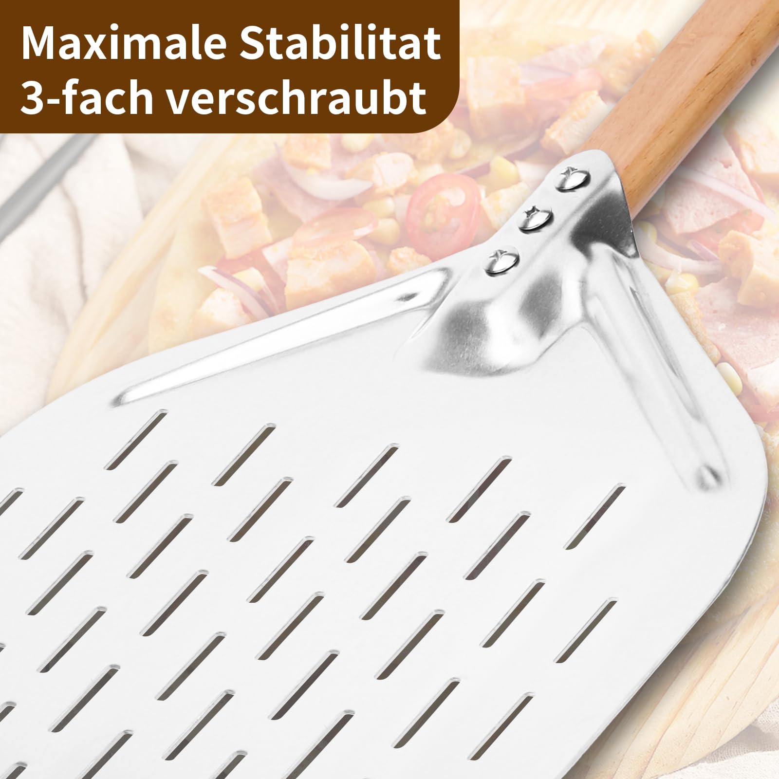 Pizza Peel Pizza Shovel 40 x 30 cm 12 Inch Pizza Pusher Easy Glide on Pizza Stone Perforated Pizza Peel with Large Surface and Removable Handle