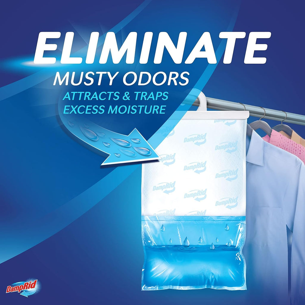 DampRid Fresh Scent Hanging Bag Moisture Absorber, 15.4 oz (3 Pack) – Reduces Excess Moisture, Refreshes Air – Ideal for Laundry Rooms, Closets, Garages & More