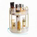 Rotating Makeup Organizer, 2 Tier Large Capacity Perfume Organizer, Cosmetic Organizer for Vanity Bathroom Bedroom, White