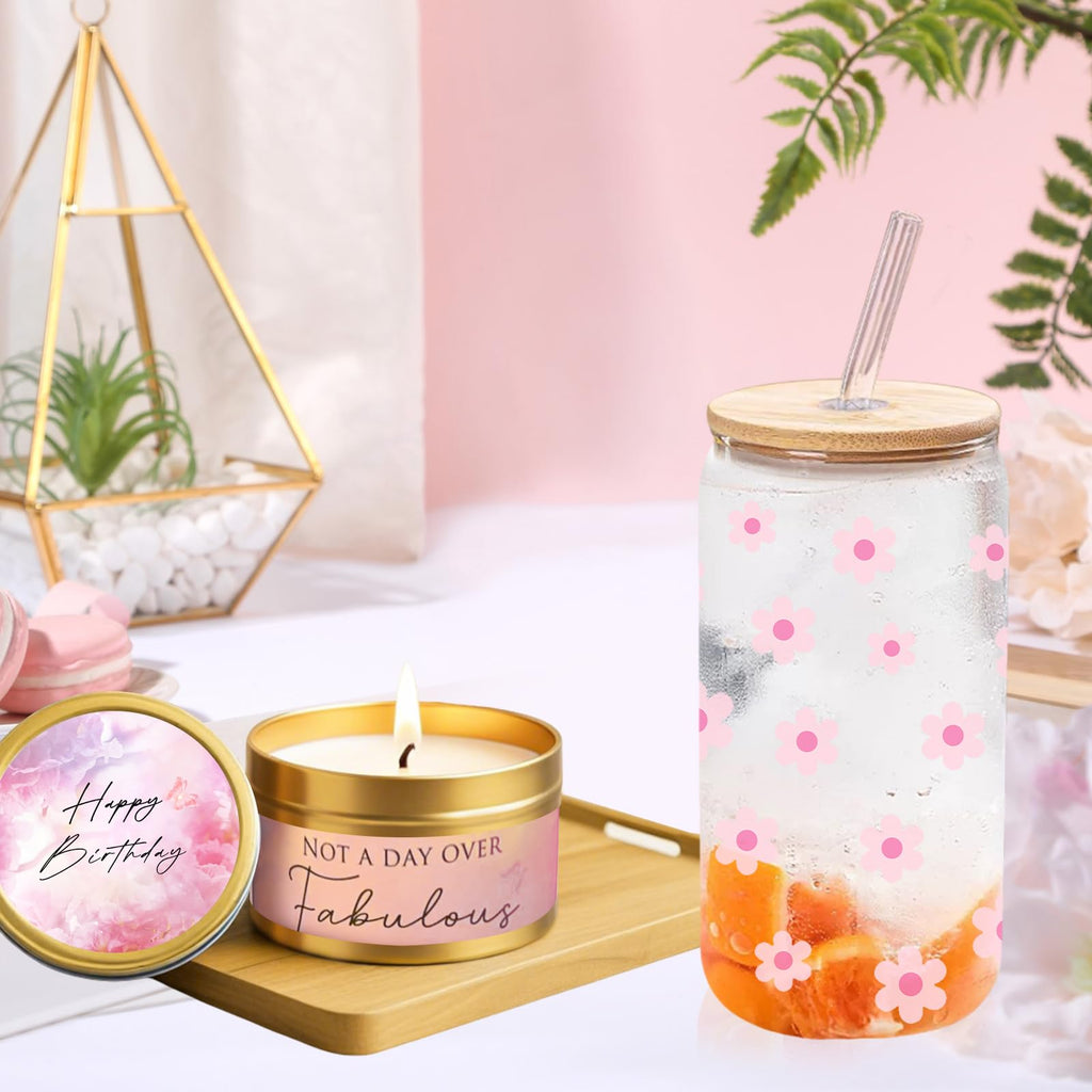 Birthday Gifts for Teenage Girls – 9pcs Pink Gift Box for Women,Girls, Daughter, Niece, Sister or Best Friend – Includes Cute Cup, Candle, Hair & Skincare Items