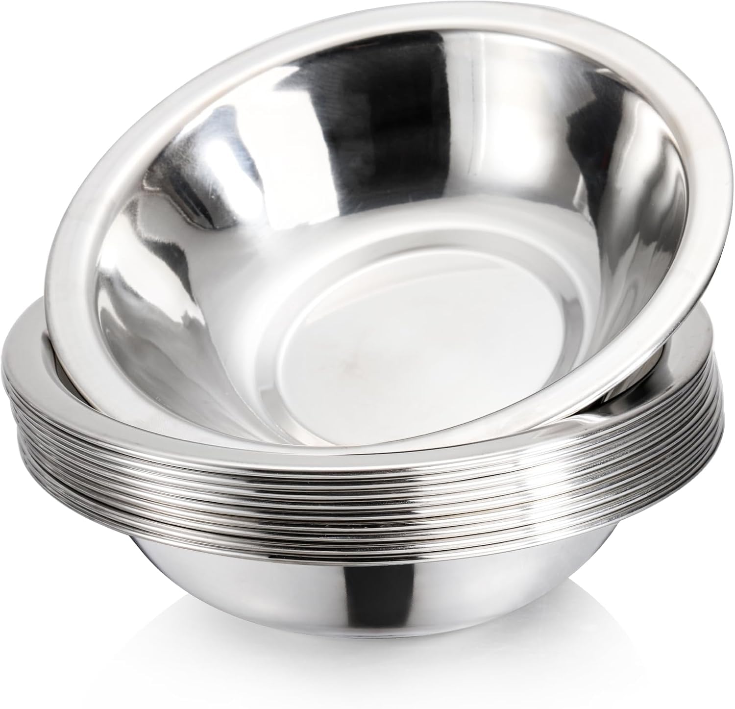 Okllen 10 Pack Small Stainless Steel Mixing Bowls, 6.5 Inch Wide Kitchen Metal Bowl with Flat Base, 3/4 Quart Prep Bowls for Meal Prep, Cooking, Serving, Baking