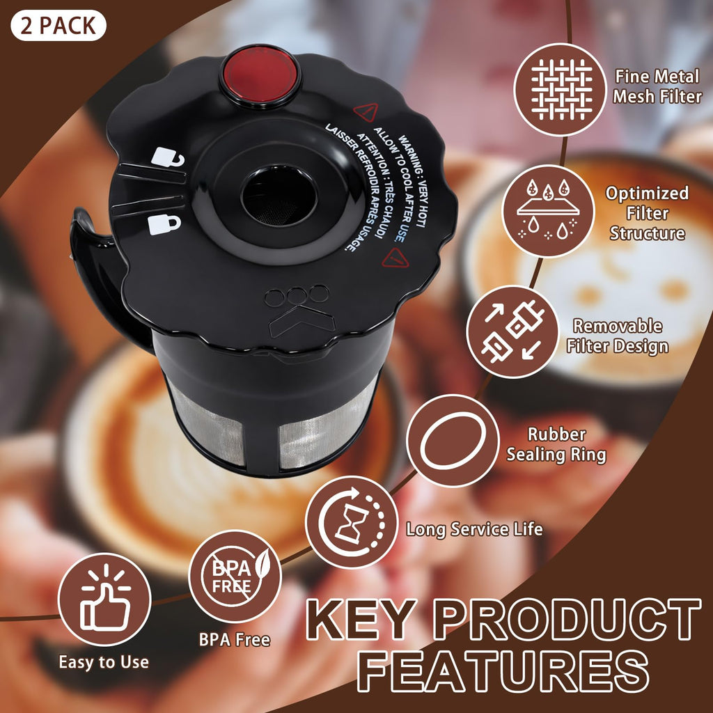 Podoy K Cup 2.0 Reusable Coffee Filter 119367 2.0 Model Black Small Coffee Filter K200 K250 K300 K350 K400 K450 K460 K475 K460 K500 K550 K560 K575 (Pack of 2)