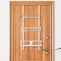 OYEAL Over The Door Basket Organizer 3 Tier Hanging Kitchen Storage Rack Heavy Duty Pantry Organizer with 3 Basket and 5 Hooks Door Back Metal Wire Basket for Kitchen, Bathroom, Office, White