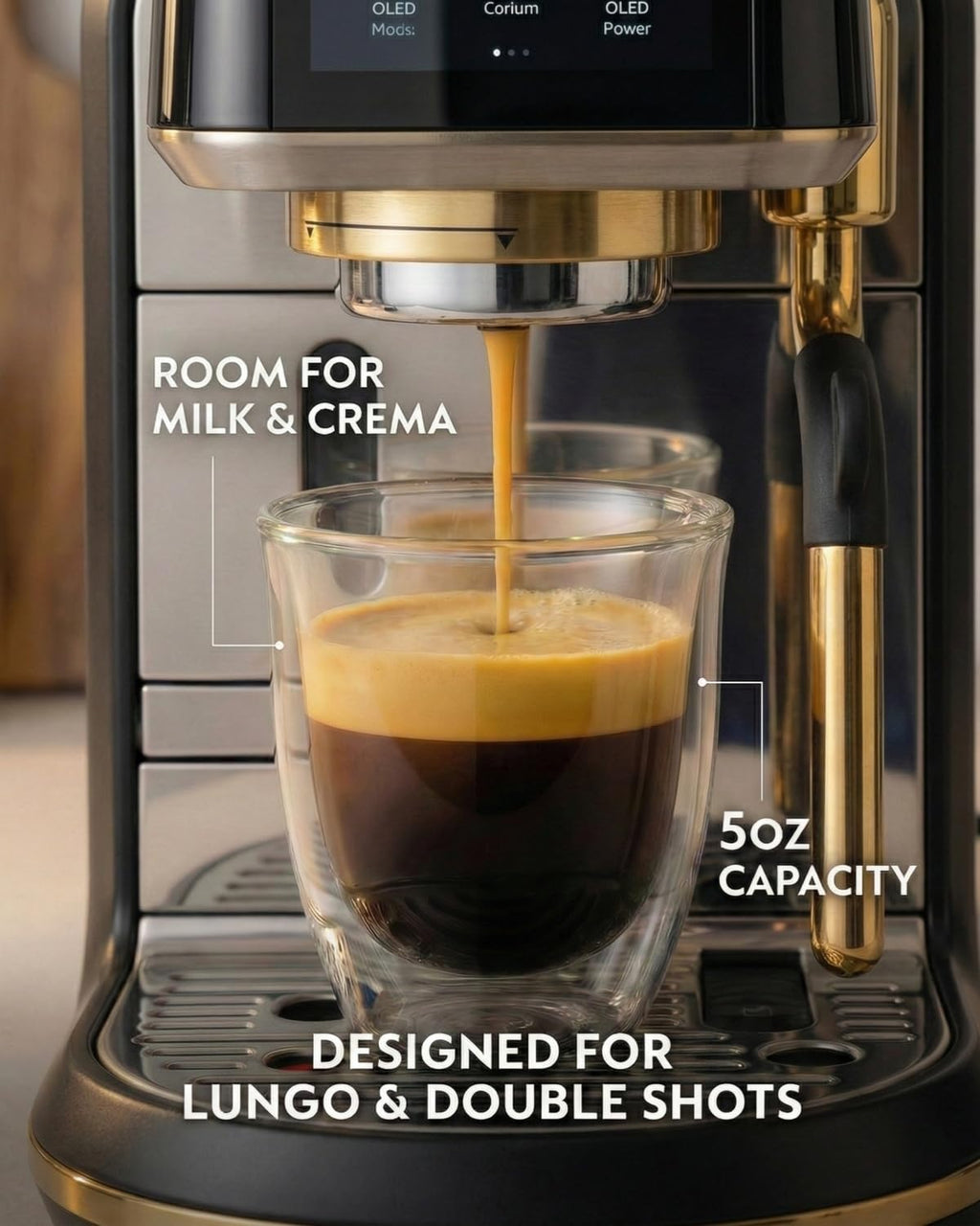 5oz / 150ml Double Walled Espresso Cups, Set of 4 - Glass Coffee Mugs for Cortado, Lungo & Nespresso - Clear Thermal Insulated Demitasse for Cappuccino & Latte - Modern Tasse à Café