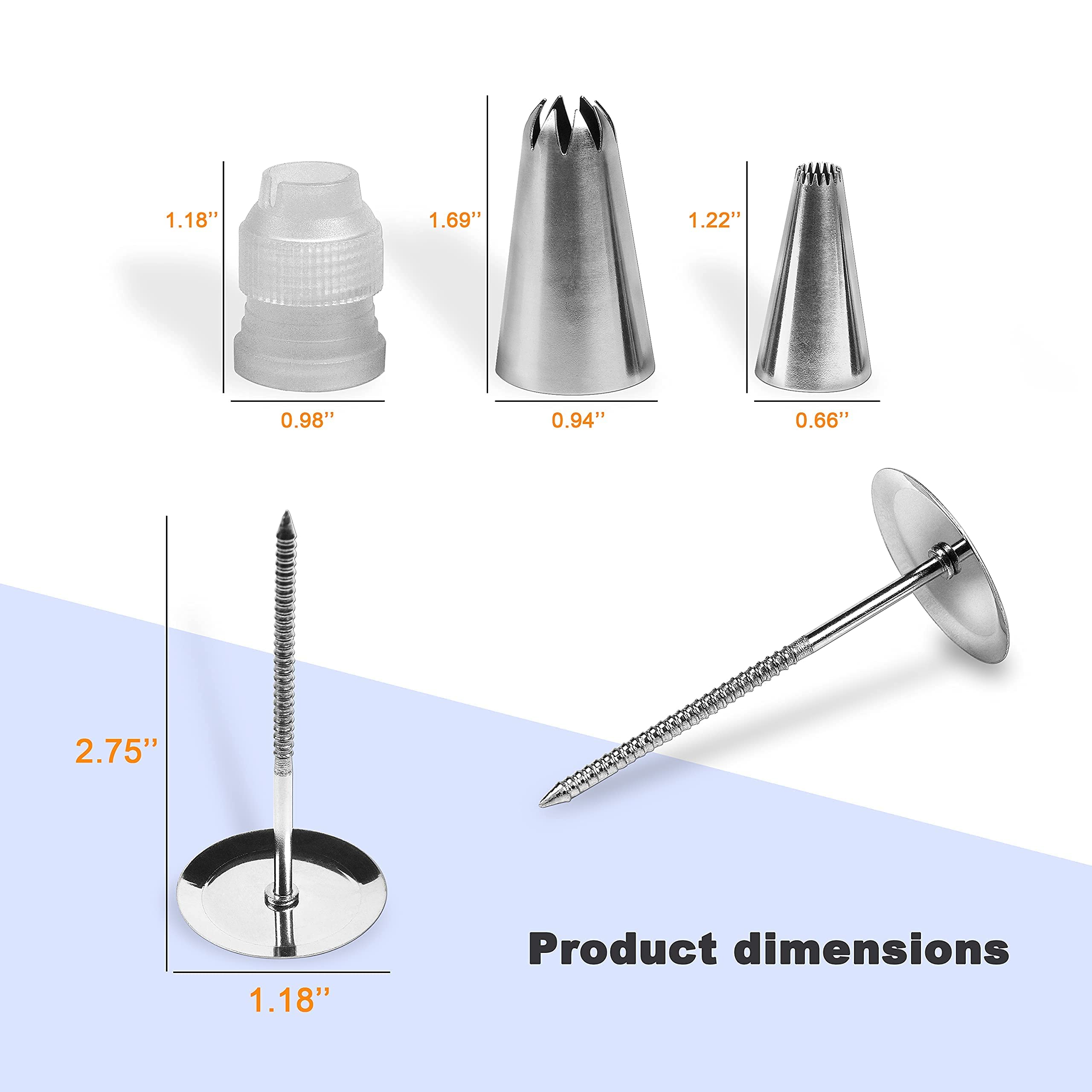 Icing Piping Tips Set Icing Piping Tips Set,52 Piping Tips,2 Flower Nails and 1 Coupler.A Durable and Convenient Box.
