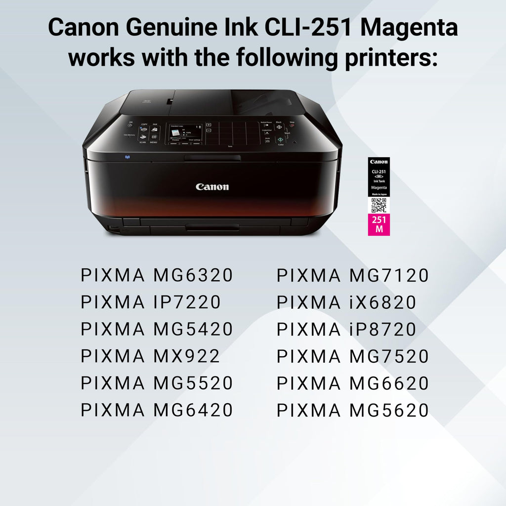 Canon CLI-251 Magenta Ink-Tank Compatible to MG6320, IP7220 & MG5420, MX922, MG5520, MG6420, MG7120, iX6820, iP8720, MG7520, MG6620, MG5620