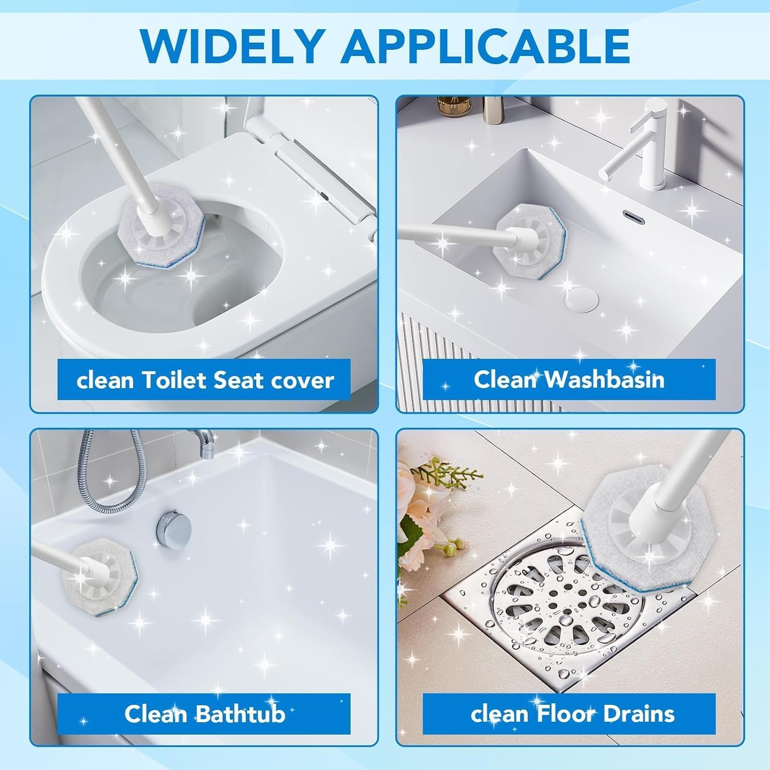 Disposable Toilet Brush Cleaning System With 50pcs Toilet Wand Refills for Clorox,Toilet Bowl Brush and Holder Set，Wall Mounted Disposable Toilet Bowl Cleaners Brush Kit for Bathroom Cleaning