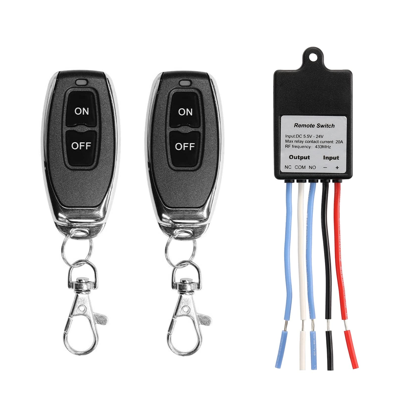 QIACHIP Mini Wireless Remote Control Switch DC 6V 12V 24V 48V 60V 1CH Channel RF Relay Switch Receiver Transmitter for LED Light, Car Battery ON/Off