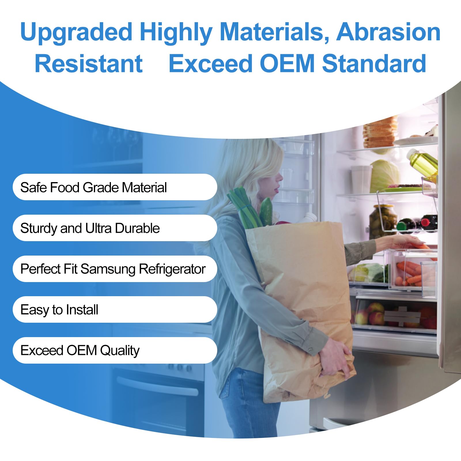 UPGRADED DA97-12935A RF220NCTASR Door Shelf Compatible with Samsung Fridge Door Shelf, Right & Left Samsung Refrigerator door Shelf Parts RF220NCTAWW, RF220NCTASP, RF221NCTASR Door Bin Fridge Shelves