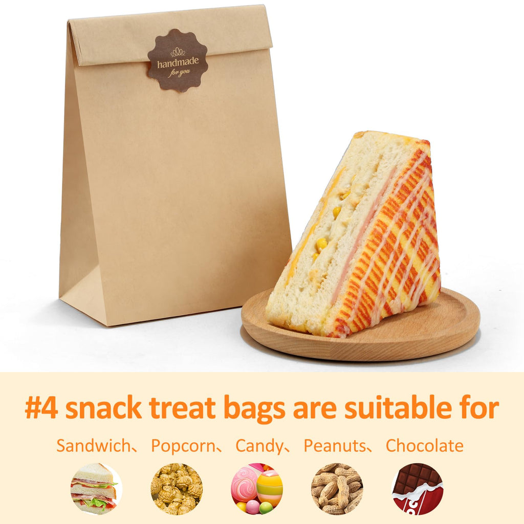 BagDream Paper Lunch Bags 4lb 100Pcs Snack Bags, Craft Bags, Bread Bags, Sack Lunch Bags Bulk 5x2.95x9.45 Inches Recycled Brown Paper Bags