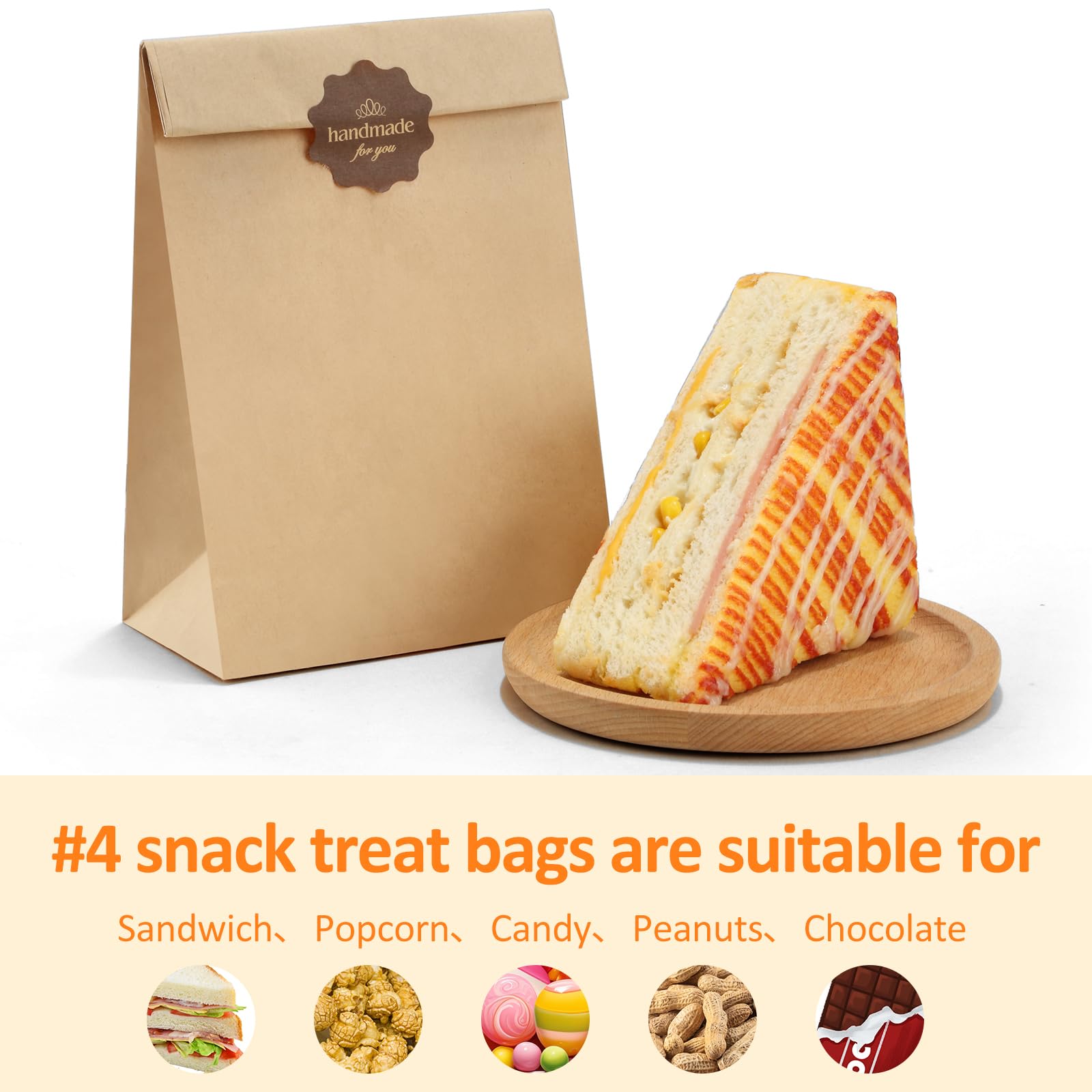 BagDream Paper Lunch Bags 4lb 100Pcs Snack Bags, Craft Bags, Bread Bags, Sack Lunch Bags Bulk 5x2.95x9.45 Inches Recycled Brown Paper Bags