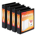 Cardinal Economy 3 Ring Binder, 1.5 Inch, Presentation View, Black, Holds 350 Sheets, Nonstick, PVC Free, 4 Pack of Binders (79519)