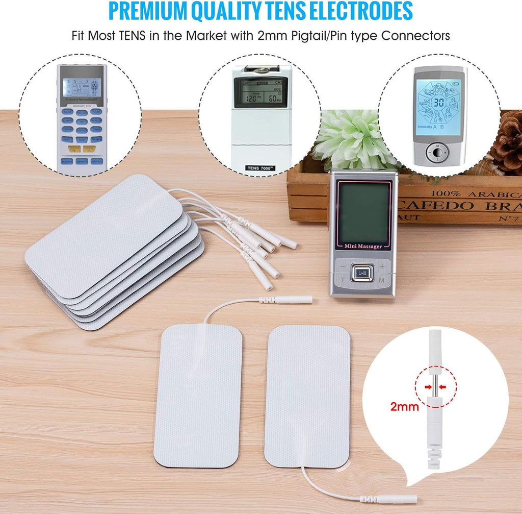 TENS Unit Pads TENS Replacement Unit Pads Electrodes Pads 2”x 3.5” 20Pack Reusable Self-Adhesive Pads,Latex-Free Self-Adhesive TENS Pads for TENS/EMS Muscle Stimulation Machine