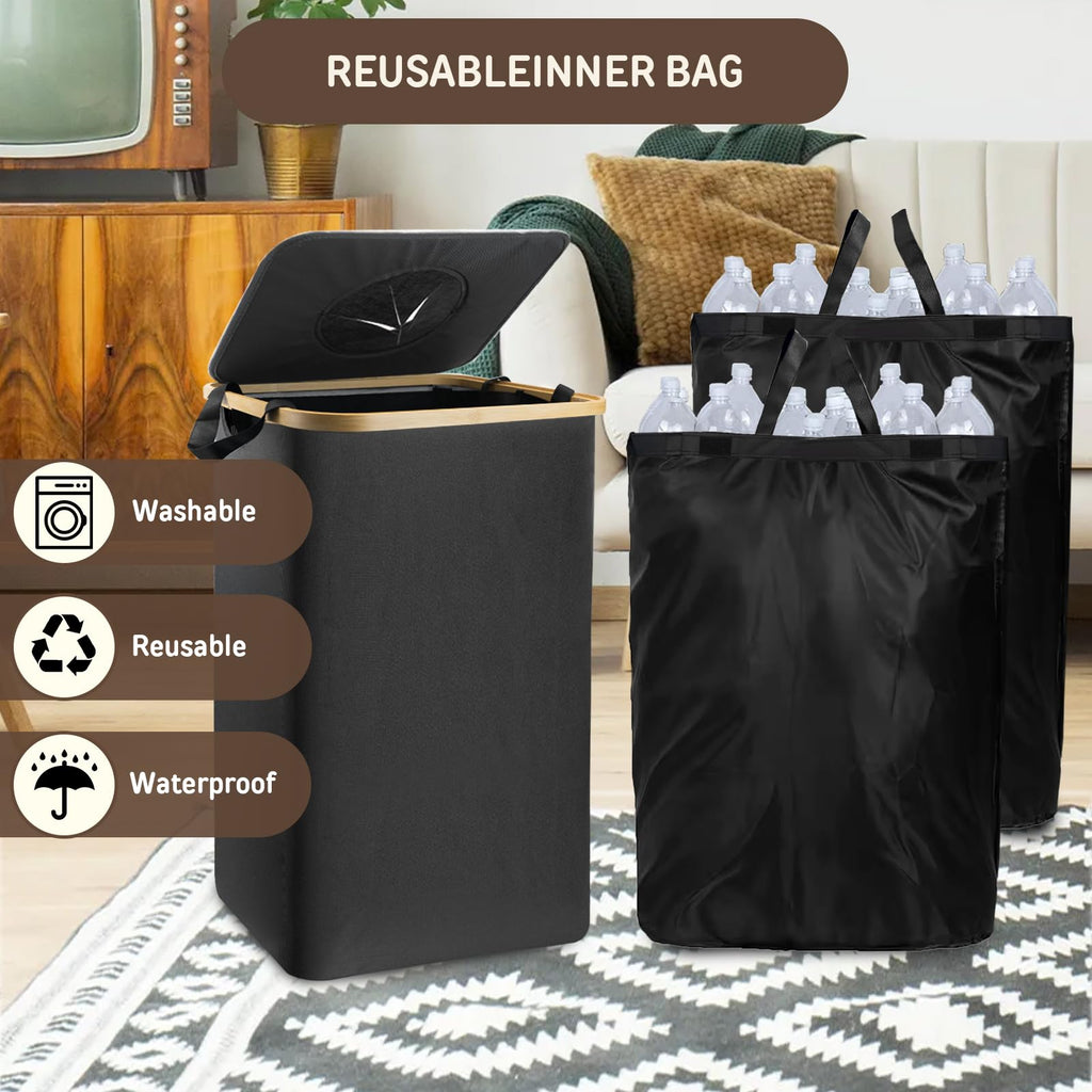 Recycling Bin for Kitchen Large 27 Gallon 103L Bin with 2 Removable Reusable Inner Bag,Large Indoor Home Recycling Bin for Bottle Can Glass Waste Plastics