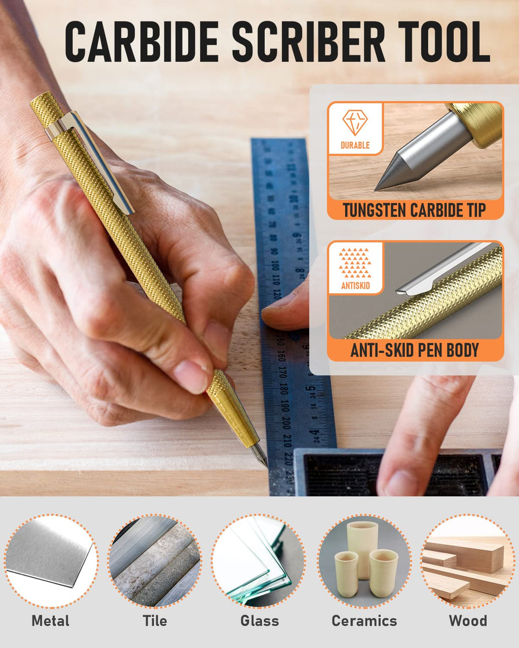 Nicpro 18 Pack Carpenter Pencil Set with Sharpener, Mechanical Carpenter Pencil 76 Refills(Black Red Yellow) & Carbide Scribe Tool, Deep Hole Markers Construction Heavy Duty Woodworking for Architect
