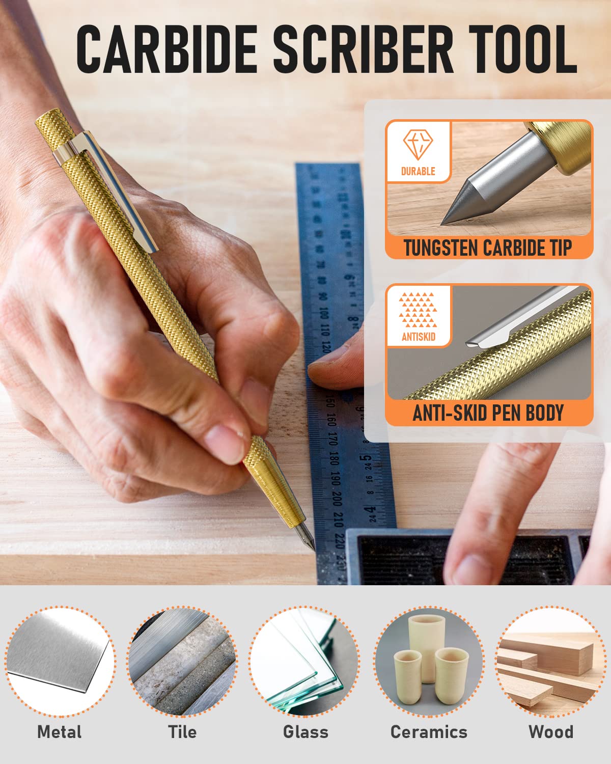 Nicpro 18 Pack Carpenter Pencil Set with Sharpener, Mechanical Carpenter Pencil 76 Refills(Black Red Yellow) & Carbide Scribe Tool, Deep Hole Markers Construction Heavy Duty Woodworking for Architect