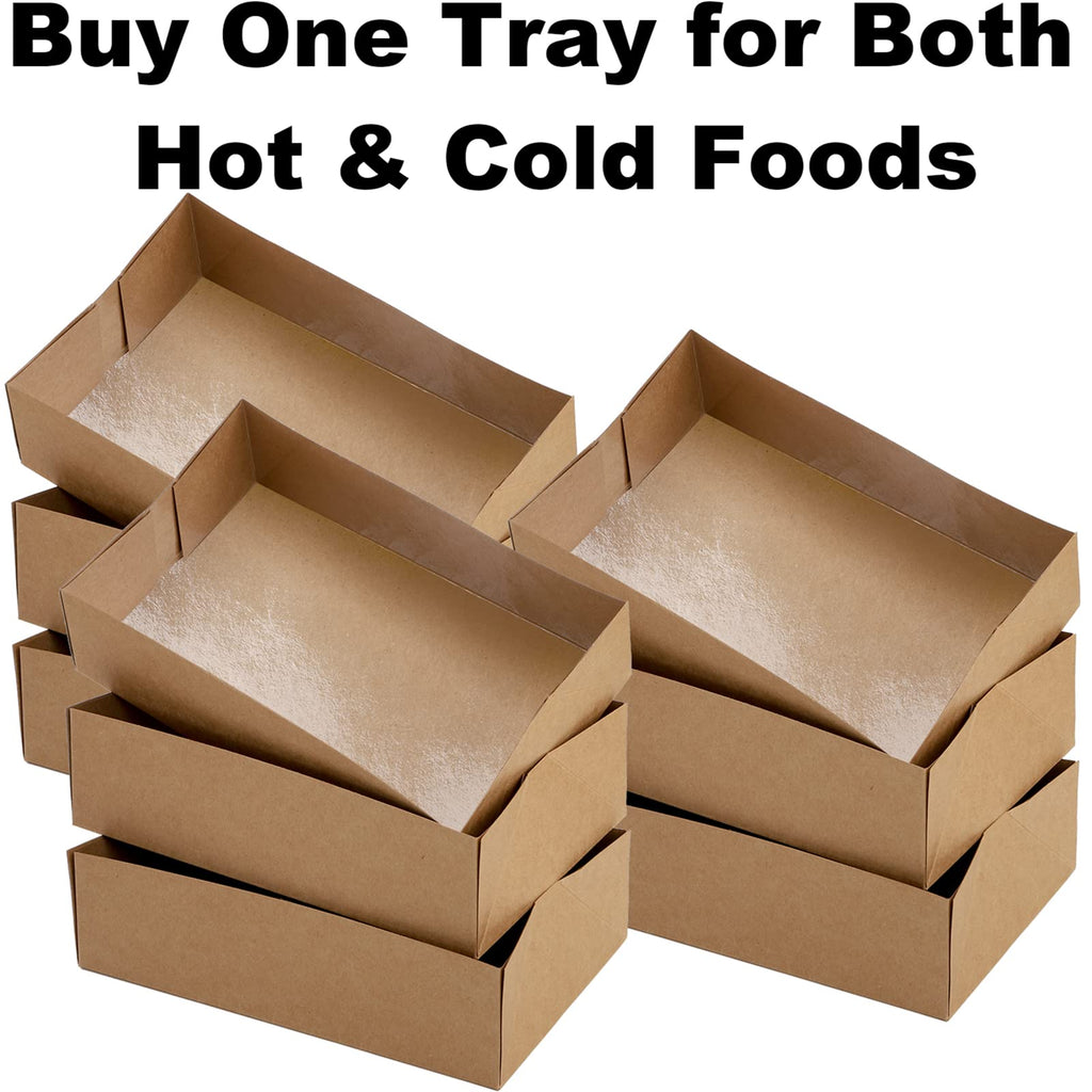 DEAYOU 50 Pack Food Paper Trays, 1/2 LB Kraft Food Containers, Paperboard Food Box Tray for Party, Brown Fast Food Holders for Stadium, Theater, Nacho