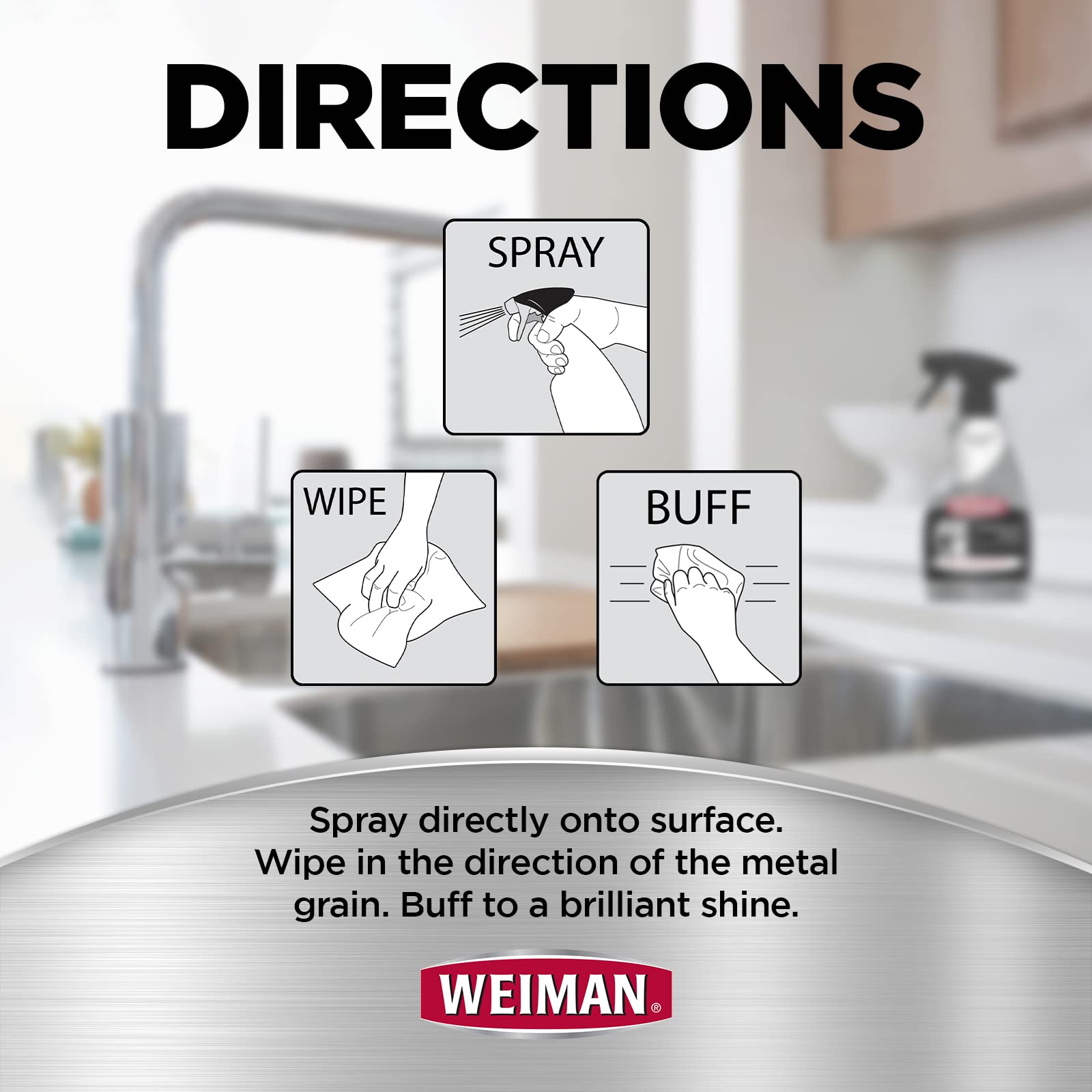 Weiman Stainless Steel Cleaner and Polish - 2 Pack - Removes Fingerprints, Residue, Water Marks and Grease from Appliances w/Buffing Towel