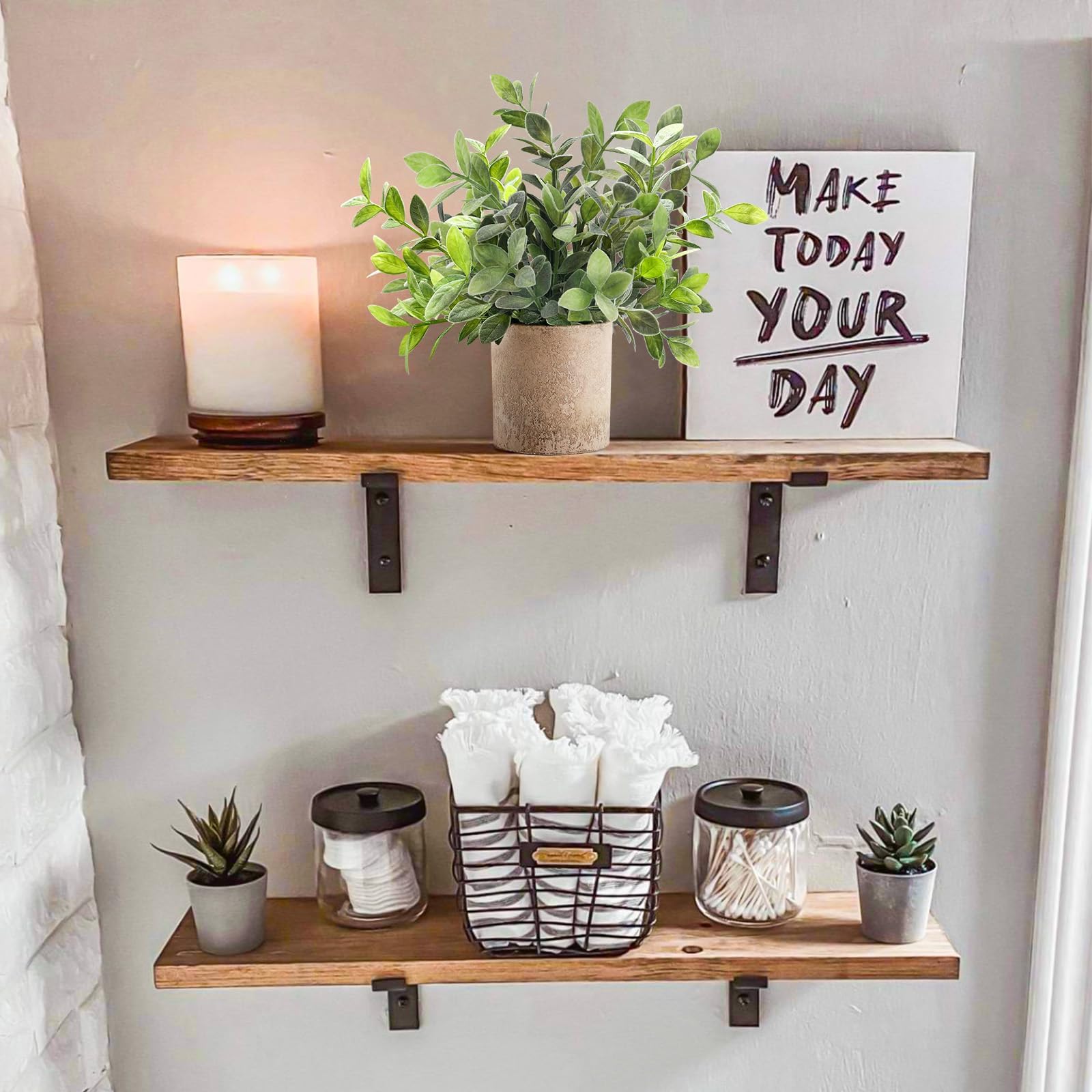 Der Rose 3 Pack Mini Potted Fake Plants Artificial Plastic Eucalyptus Plants for Home Office Desk Farmhouse Room Decor Indoor